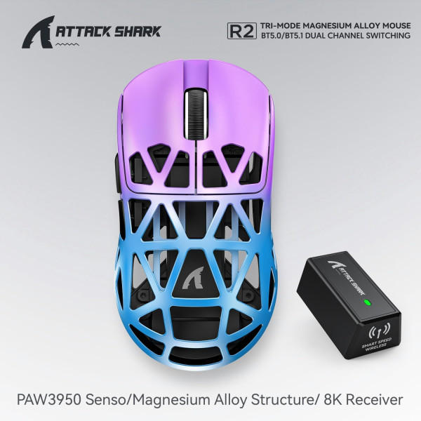 ATTACK SHARK R2 Purple/blue Souris ATTACK SHARK, Ultra Pc Gamer Maroc