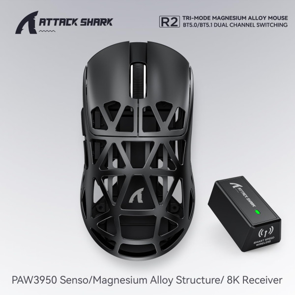 ATTACK SHARK R2 Black Souris ATTACK SHARK, Ultra Pc Gamer Maroc