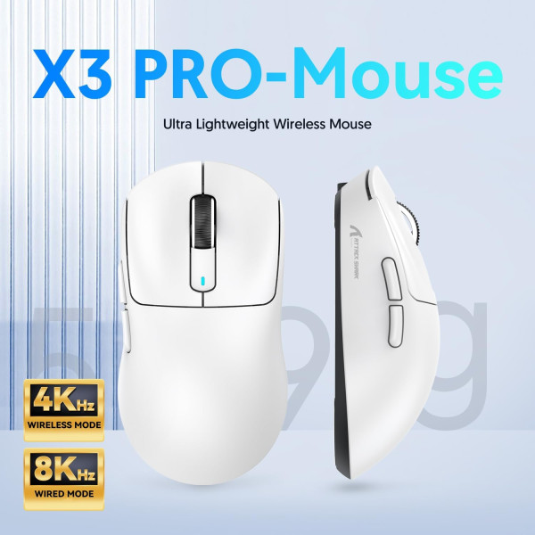 ATTACK SHARK X3 Pro White Souris ATTACK SHARK, Ultra Pc Gamer Maroc