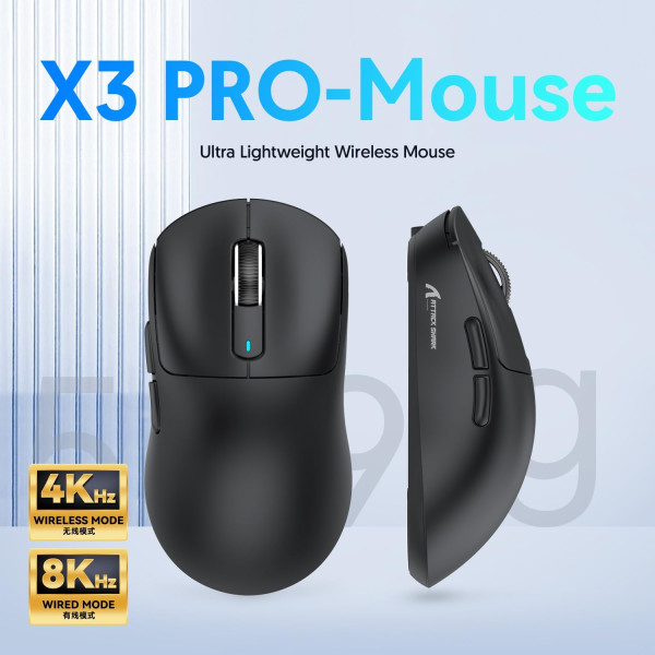 ATTACK SHARK X3 Pro Black Souris ATTACK SHARK, Ultra Pc Gamer Maroc