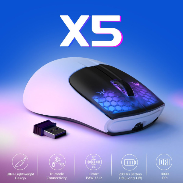 ATTACK SHARK X5 White/black Souris ATTACK SHARK, Ultra Pc Gamer Maroc