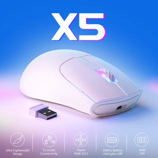 ATTACK SHARK X5 White Souris ATTACK SHARK, Ultra Pc Gamer Maroc