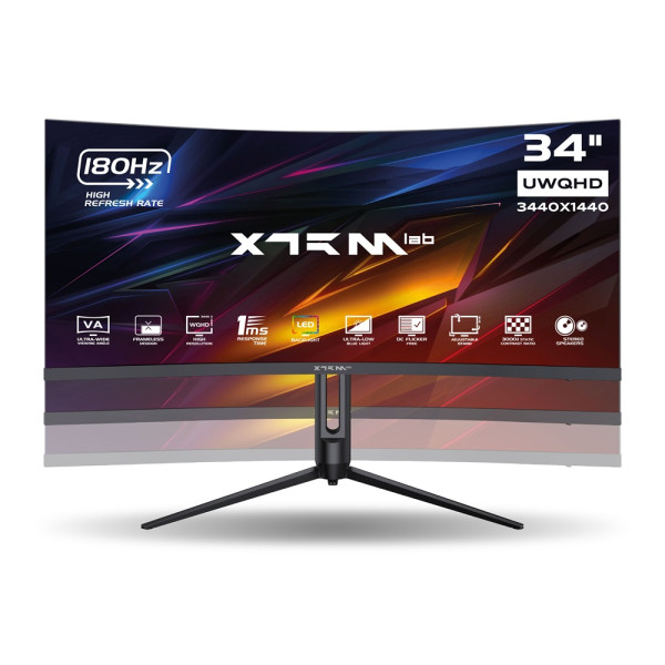 XTRMLAB X34G18VCQ 34" 180Hz Curved WQHD Moniteurs XTRMLAB, Ultra Pc Gamer Maroc