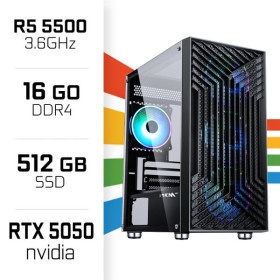 PC Gamer UltraPC Ryzen 5 5500 /16GB/512GB SSD/RTX5050 8GB PC Gamer Standard UltraPC, Ultra Pc Gamer Maroc