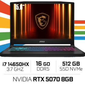 MSI Katana 15 HX B14WGK-006FR i7 14650HX/16Go/512 Go SSD/RTX5070 8 GB/15.6" 144Hz/Win11 famille PC Portables Gamer MSI, Ultra...