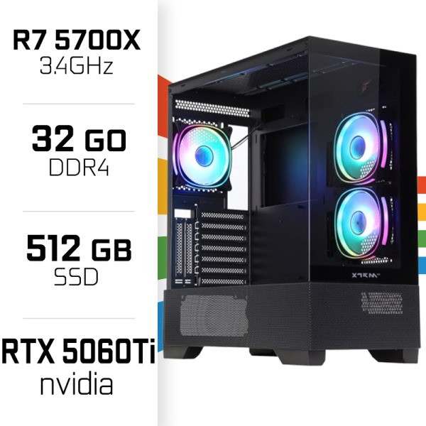 PC Gamer POWERED BY Gigabyte Ryzen 7 5700X/16GB/512GB SSD/RTX5060TI 8GB PC Gamer Avancé UltraPC, Ultra Pc Gamer Maroc