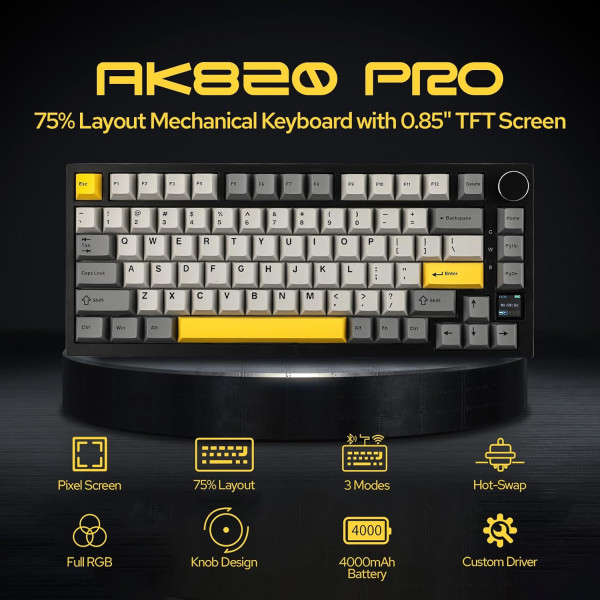 EPOMAKER Ajazz AK820 Pro Grey (Flying Fish Switch) Claviers EPOMAKER, Ultra Pc Gamer Maroc
