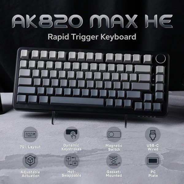 Odpaltoy×Ajazz AK820 MAX Black Grey (Magnetic Switch) Claviers Ajazz, Ultra Pc Gamer Maroc