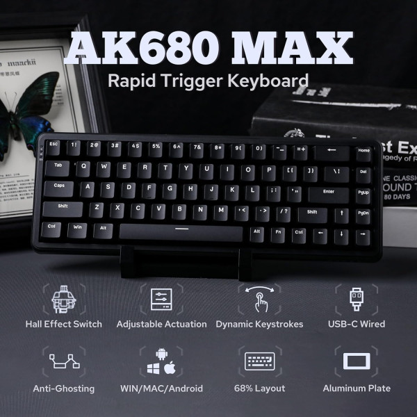 ajazz ak680 max black (Magnetic Switch) Wired Claviers Ajazz, Ultra Pc Gamer Maroc
