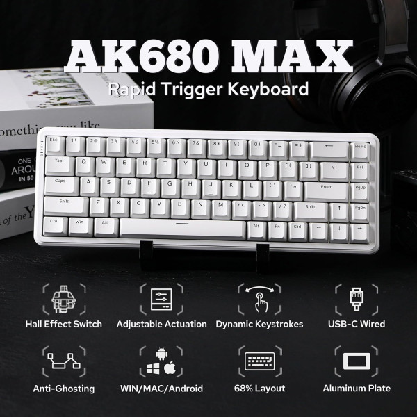 ajazz ak680 max Grey (Magnetic Switch) Wired Claviers Ajazz, Ultra Pc Gamer Maroc