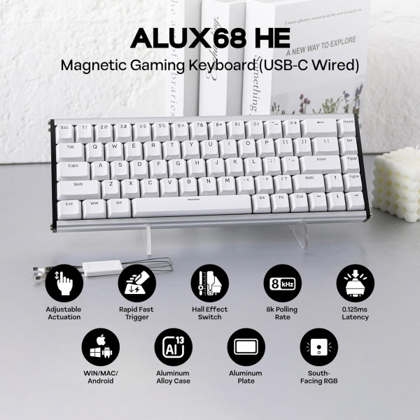 ajazz alux68 plus white (Magnetic Switch) Claviers Ajazz, Ultra Pc Gamer Maroc