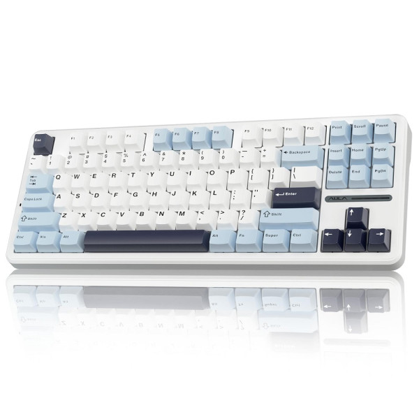 AULA F87 PRO Glacier Blue (Graywood V4 Switch) Claviers AULA, Ultra Pc Gamer Maroc