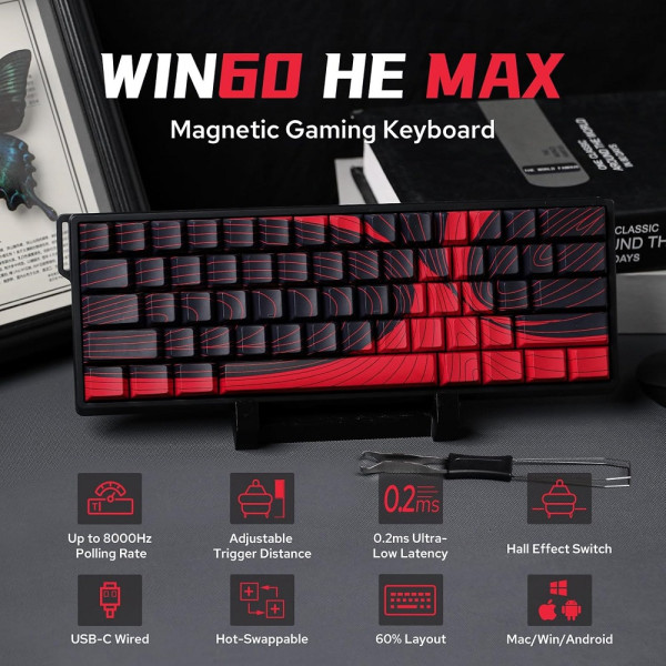 AULA WIN60 HE MAX Red Topographic (Magnetic Switch) Claviers AULA, Ultra Pc Gamer Maroc