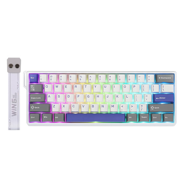 AULA WIN60 HE MAX Grey&White&Blue (Magnetic Switch) Claviers AULA, Ultra Pc Gamer Maroc