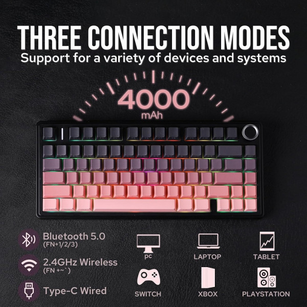 AULA F75 Gradient Pink (Reaper Switch) Claviers AULA, Ultra Pc Gamer Maroc