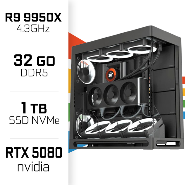 PC Gamer HAVN Ryzen 9 9950X/1TB SSD/32GB DDR5/RTX5080 16GB PC Gamer Avancé UltraPC, Ultra Pc Gamer Maroc