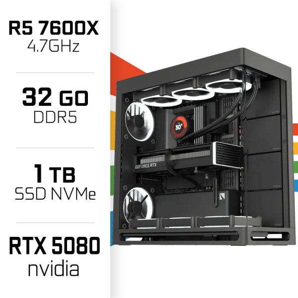Gamer HAVN Ryzen 5 7600X/32GB DDR5/1TB SSD/RTX5080 PC Gamer Avancé UltraPC, Ultra Pc Gamer Maroc