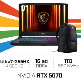 MSI CROSSHAIR 17 HX-AI-D2XWGKG-044MA/Ultra 7-255HX/16 GB DDR4/1TB SSD/RTX 5070/17" 240Hz/Win 11 Home/W Bag PC Portables Gamer...
