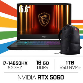 MSI Katana 15 HX-B14 WFK-451MA i7-14650HX/16Go DDR4/1TB SSD/RTX5060/15.6" 144Hz/Win11 Home/W Bag PC Portables Gamer MSI, Ultr...