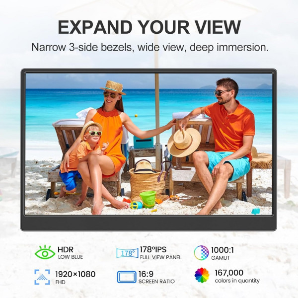 XTRMLAB F156P02 15.6" Portable Monitor Moniteurs portables XTRMLAB, Ultra Pc Gamer Maroc