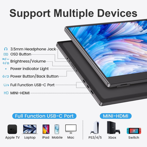 XTRMLAB F156P02 15.6" Portable Monitor Moniteurs portables XTRMLAB, Ultra Pc Gamer Maroc