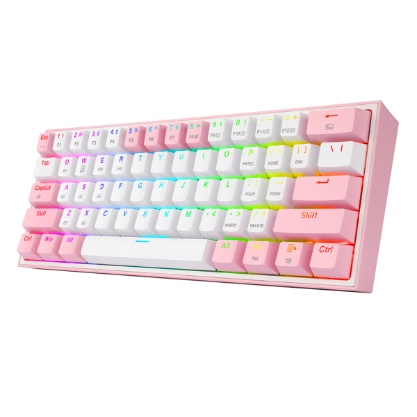 Redragon K616 Fizz PRO 60% Wireless RGB Red Switches (White/Pink) Claviers Redragon, Ultra Pc Gamer Maroc