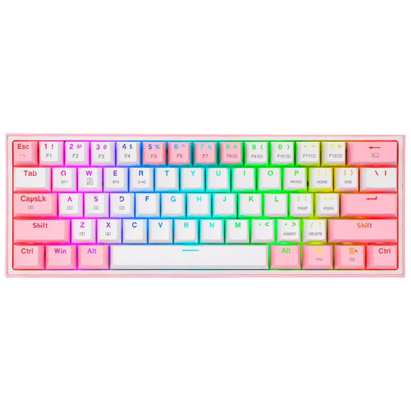 Redragon K616 Fizz PRO 60% Wireless RGB Red Switches (White/Pink) Claviers Redragon, Ultra Pc Gamer Maroc
