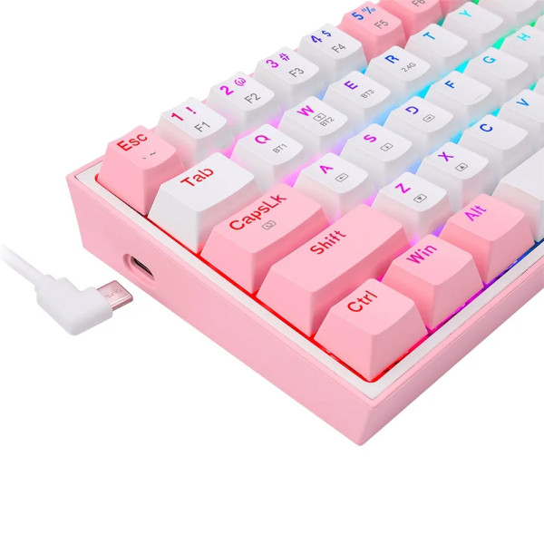 Redragon K616 Fizz PRO 60% Wireless RGB Red Switches (White/Pink) Claviers Redragon, Ultra Pc Gamer Maroc