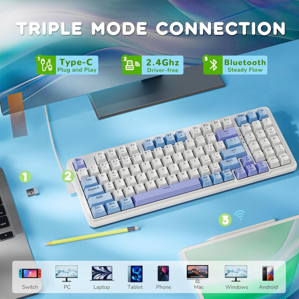 Redragon K664WBP Gloria PRO 96% Wireless RGB Claviers Redragon, Ultra Pc Gamer Maroc