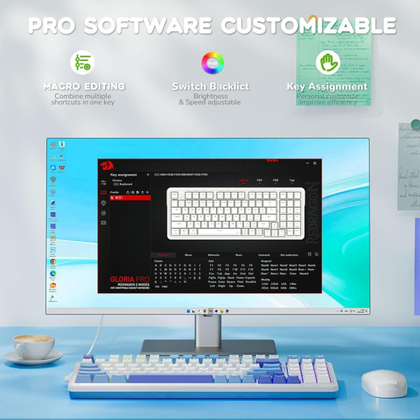 Redragon K664WBP Gloria PRO 96% Wireless RGB Claviers Redragon, Ultra Pc Gamer Maroc