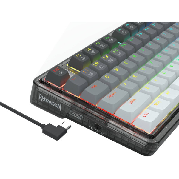 Redragon K673 PRO 75% Wireless RGB Red Switches (Gradient Gray) Claviers Redragon, Ultra Pc Gamer Maroc