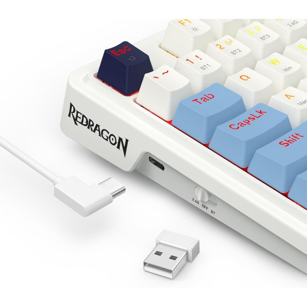 Redragon K728 Antonium Pro Wireless Mechanical Keyboard (Polar Blue) Claviers Redragon, Ultra Pc Gamer Maroc