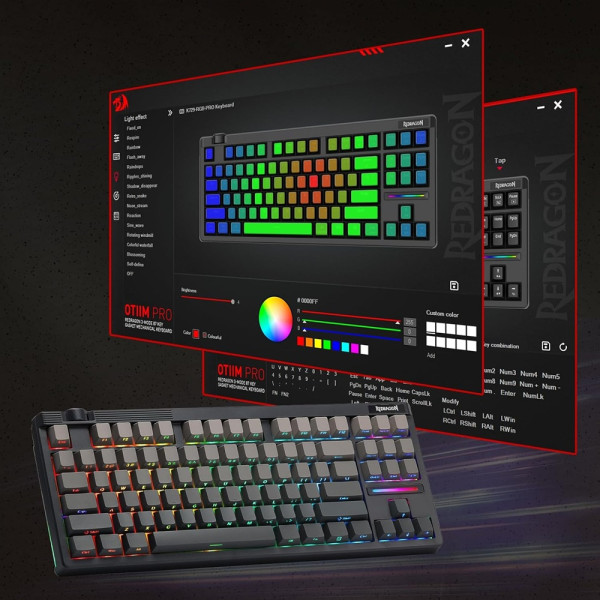 Redragon K729 OTIM Pro Wireless Mechanical Keyboard (Concrete Jungle) Claviers Redragon, Ultra Pc Gamer Maroc