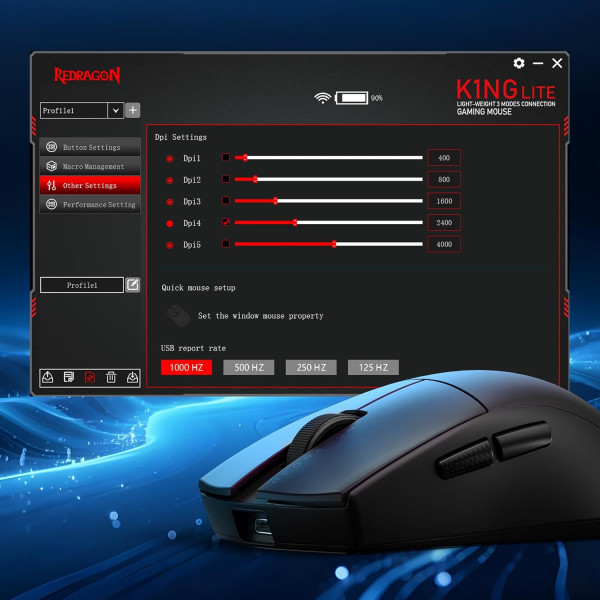 Redragon M916 LIT 1K Wireless Souris Redragon, Ultra Pc Gamer Maroc