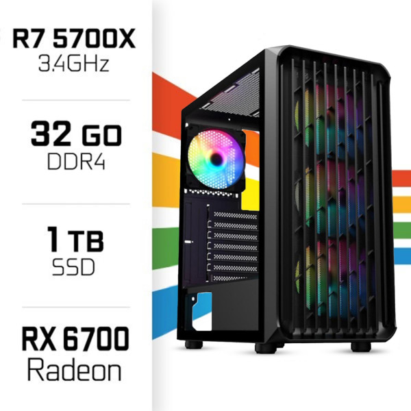 PC Gamer UltraPC Ryzen 7 5700X/32GB/1TB SSD/RX6700 10GB PC Gamer Standard UltraPC, Ultra Pc Gamer Maroc