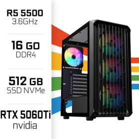 PC Gamer Ryzen 5 5500/16GB/512GB SSD/RTX5060Ti 8GB PC Gamer Standard UltraPC, Ultra Pc Gamer Maroc