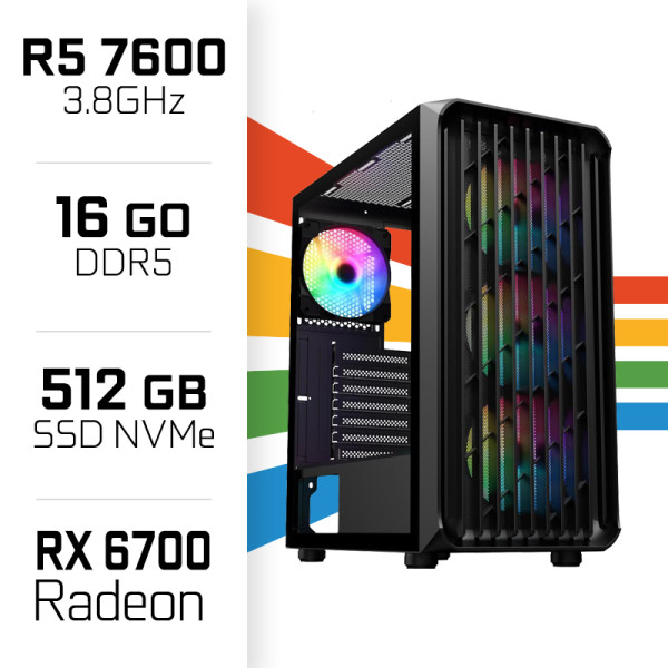 PC Gamer UltraPC Ryzen 5 7600/16GB DDR5/512GB SSD/RX6700 PC Gamer Standard UltraPC, Ultra Pc Gamer Maroc