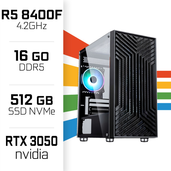 PC Gamer UltraPC Ryzen 5 8400F/512GB SSD/16GB DDR5/RTX3050 8GB PC Gamer Standard UltraPC, Ultra Pc Gamer Maroc