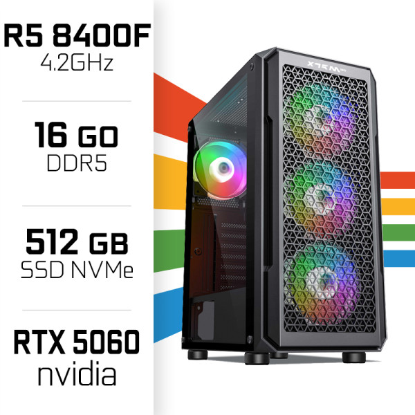 PC Gamer UltraPC Ryzen 5 8400F/512GB SSD/16GB DDR5/RTX5060 PC Gamer Standard UltraPC, Ultra Pc Gamer Maroc