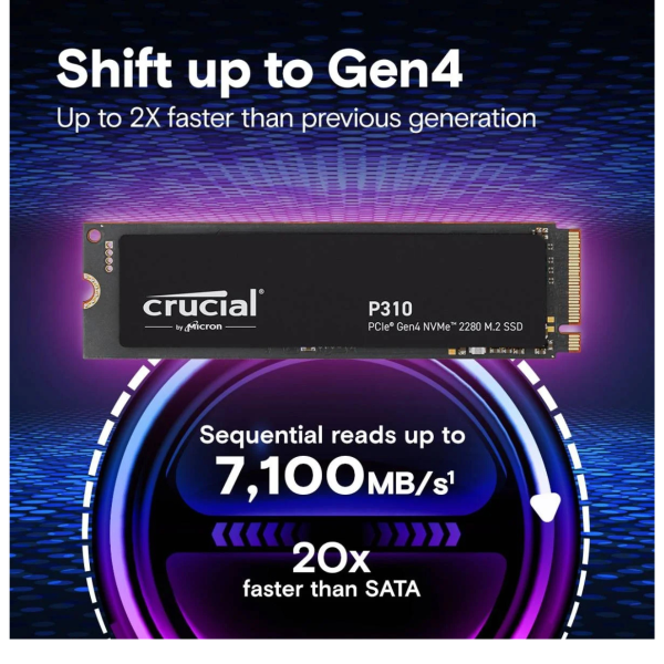 Crucial P310 2TB NVMe M.2 PCIe 4.0 Disques SSD Crucial, Ultra Pc Gamer Maroc