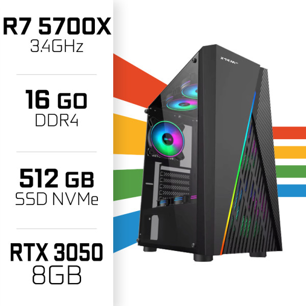 PC Gamer UltraPC Ryzen 7 5700X/512GB SSD/16GB/RTX3050 8GB PC Gamer Standard UltraPC, Ultra Pc Gamer Maroc