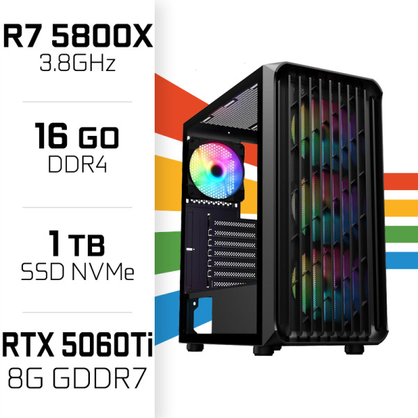PC Gamer Ultrapc Ryzen 7 5800X/16GB/1TB SSD/RTX5060Ti 8G PC Gamer Avancé UltraPC, Ultra Pc Gamer Maroc