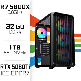 PC Gamer UltraPC Ryzen 7 5800X/1TB SSD/32GB/RTX5060 Ti 16G PC Gamer Avancé UltraPC, Ultra Pc Gamer Maroc