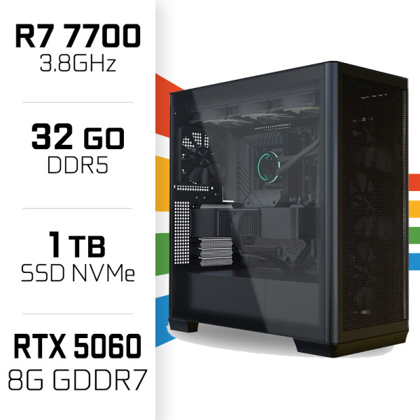 PC Gamer R7 7700/1TB SSD/32GB DDR5/RTX5060 PC Gamer Avancé UltraPC, Ultra Pc Gamer Maroc