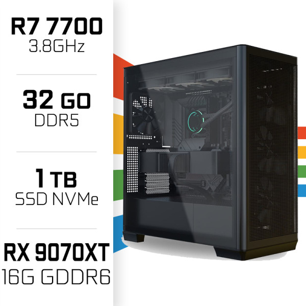 PC Gamer UltraPC Ryzen 7 7700/1TB SSD/32GB DDR5/RX9070XT PC Gamer Avancé UltraPC, Ultra Pc Gamer Maroc