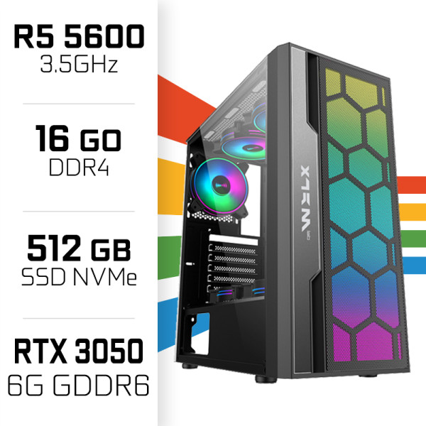 PC Gamer UltraPC Ryzen 5 5600/16GB/512GB SSD/RTX3050 6GB AMD Ryzen 5 UltraPC, Ultra Pc Gamer Maroc