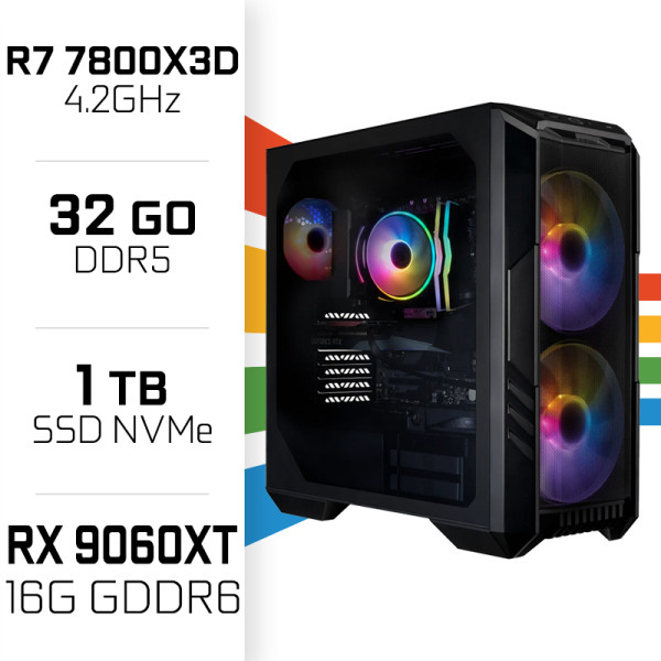 PC Gamer UltraPC Ryzen 7 7800X3D/1TB SSD/32GB DDR5/RX9060XT 16G PC Gamer Avancé UltraPC, Ultra Pc Gamer Maroc