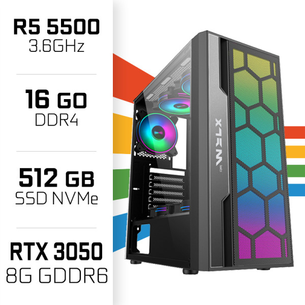 PC Gamer UltraPC Ryzen 5 5500 /16GB/512GB SSD/RTX3050 8GB PC Gamer Standard UltraPC, Ultra Pc Gamer Maroc