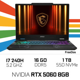 MSI CYBORG 15 B2RWEKG-096XMA Intel Core 7 240H/16GB DDR5/1TB SSD/RTX 5060 8GB/15.6" 144Hz PC Portables Gamer MSI, Ultra Pc Ga...