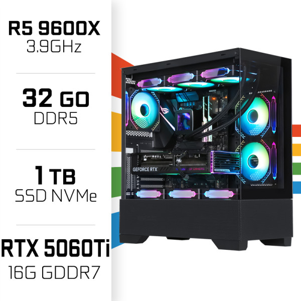 PC Gamer UltraPC Ryzen 5 9600X/32GB DDR5/1TB SSD/RTX5060TI 16GB PC Gamer Avancé UltraPC, Ultra Pc Gamer Maroc